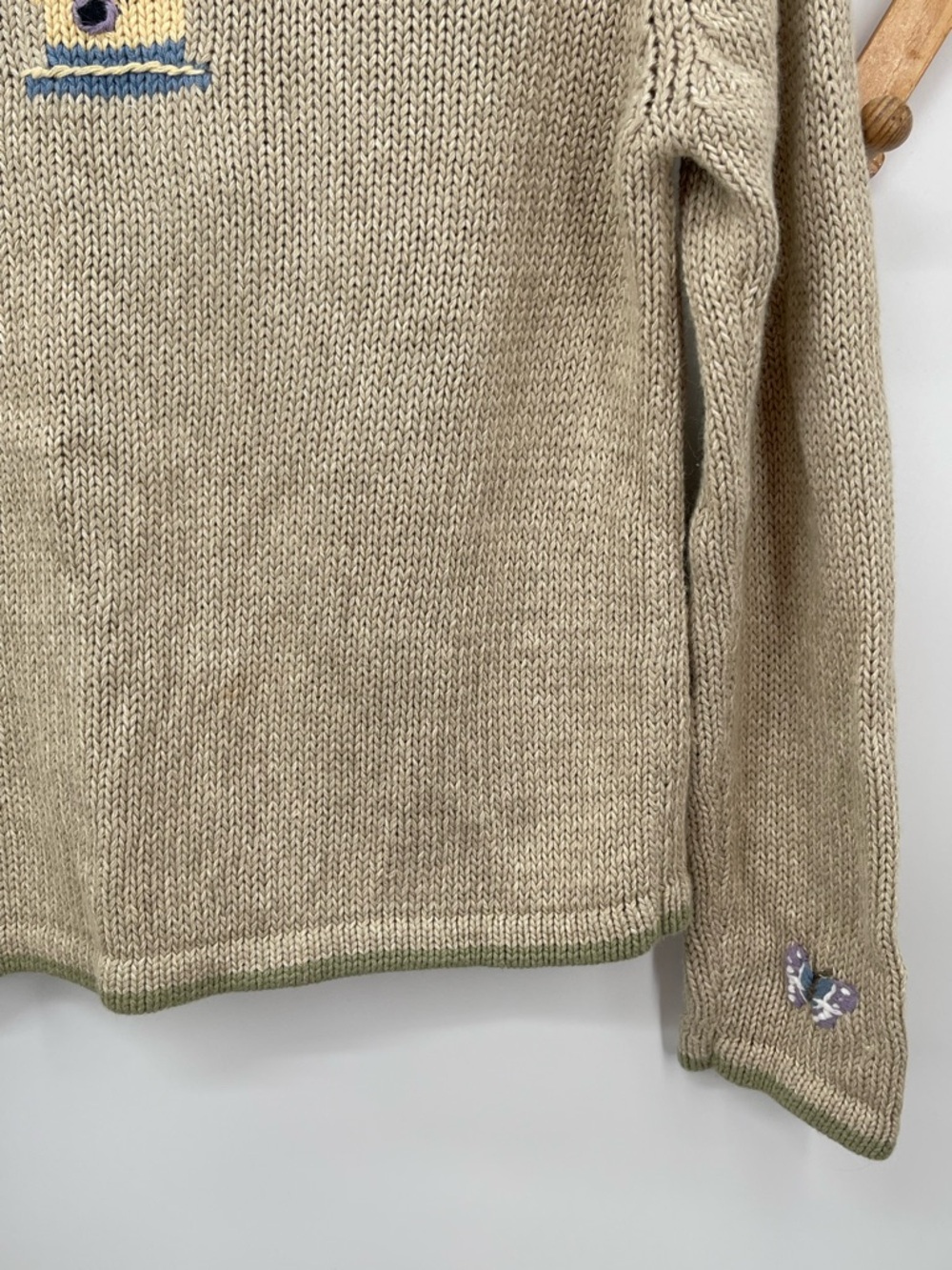 Christopher & Banks Knit Sweater with Blue-Yellow Birdhouse Hand Embroidery - Picture 11 of 13